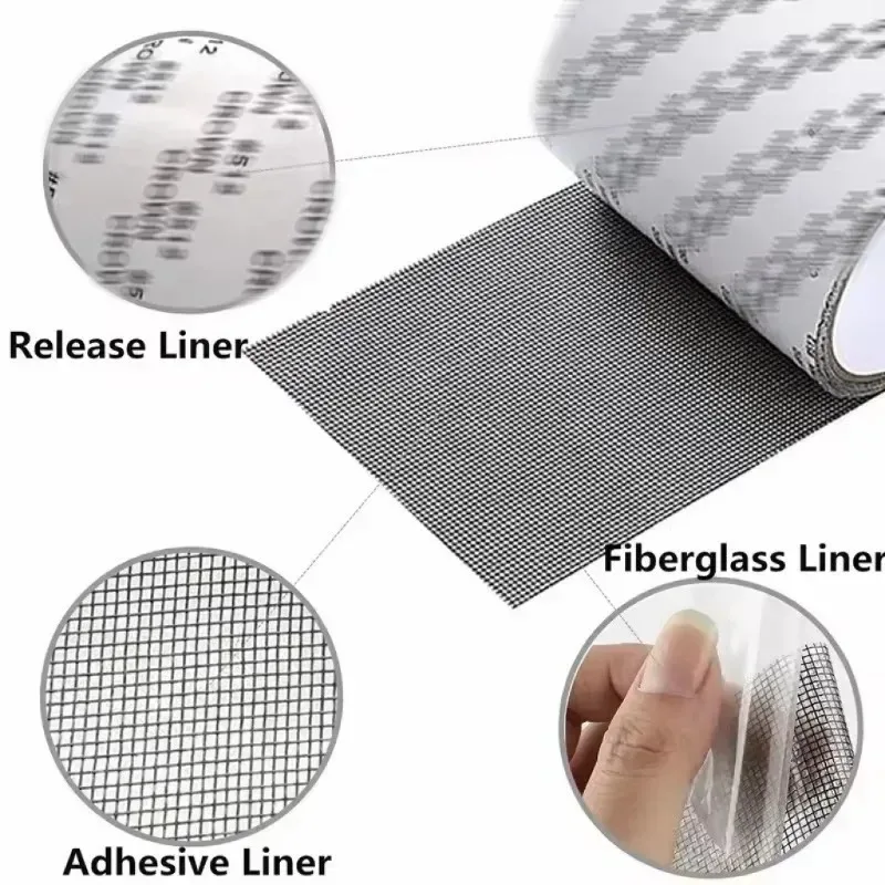 Window Screen Repair Tape Self-adhesive Mesh Door Fixed Patch Insect-proof Net Punch-Free Anti-mosquito Net Broken Hole Repair