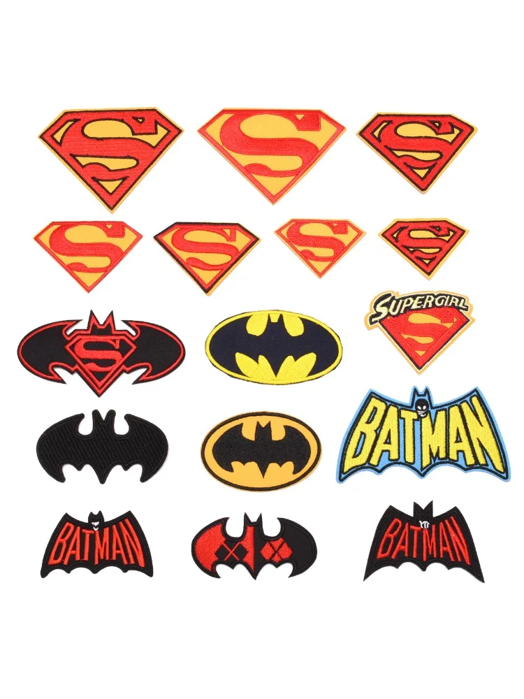 Lot de 5 badges brodés Batman Superman, figurines d'anime, patchs en tissu de dessin animé, décoration personnalisée pour vêtements, accessoires de jouets pour enfants, cadeaux