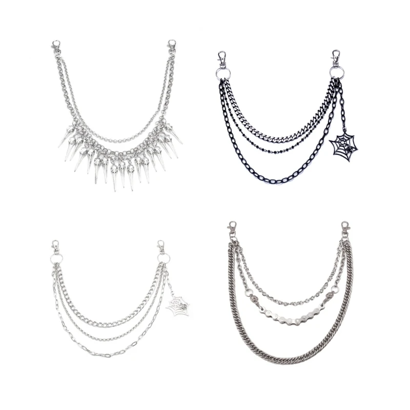 

Punk Jeans Pants Chain Multi Layer Beak Punk Charm Waist Wallet Chain Cobweb Dropship