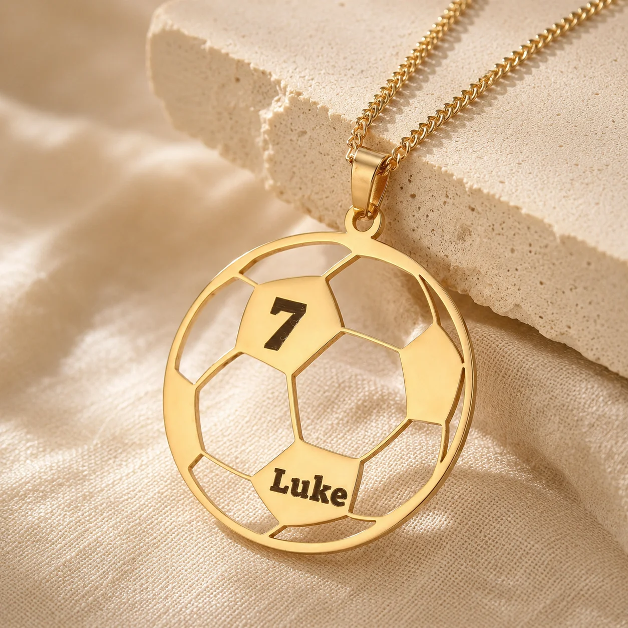 

Custom Soccer Necklace Stainless Steel Personalized Football Name Pendant Gold Silver Sports Jewelry Gift