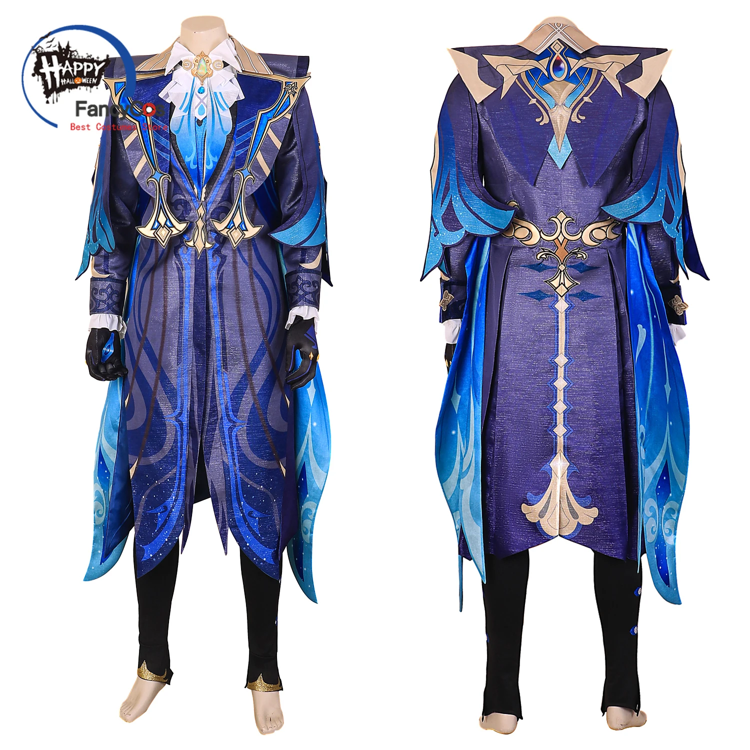 

Fontaine Neuvillette Cosplay Costume Genshin Impact Leviathan Judicator Uniform Wig Cloak Gloves Halloween Party Carnival