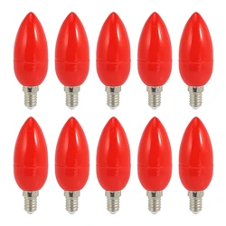 10X LED Candle Light Candle Light Bulbs Red Fortune Lamp God Lights Energy Saving Candle Lights,E14