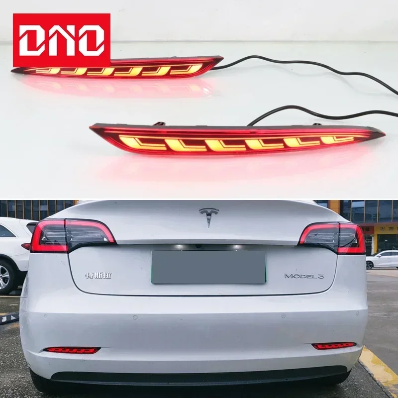 

Автомобильные светодиодные лампы заднего бампера для Tesla Model 3 2016-2021 2022, стоп-сигнал, указатель поворота, резервный отражатель, задние фонари, противотуманные фары