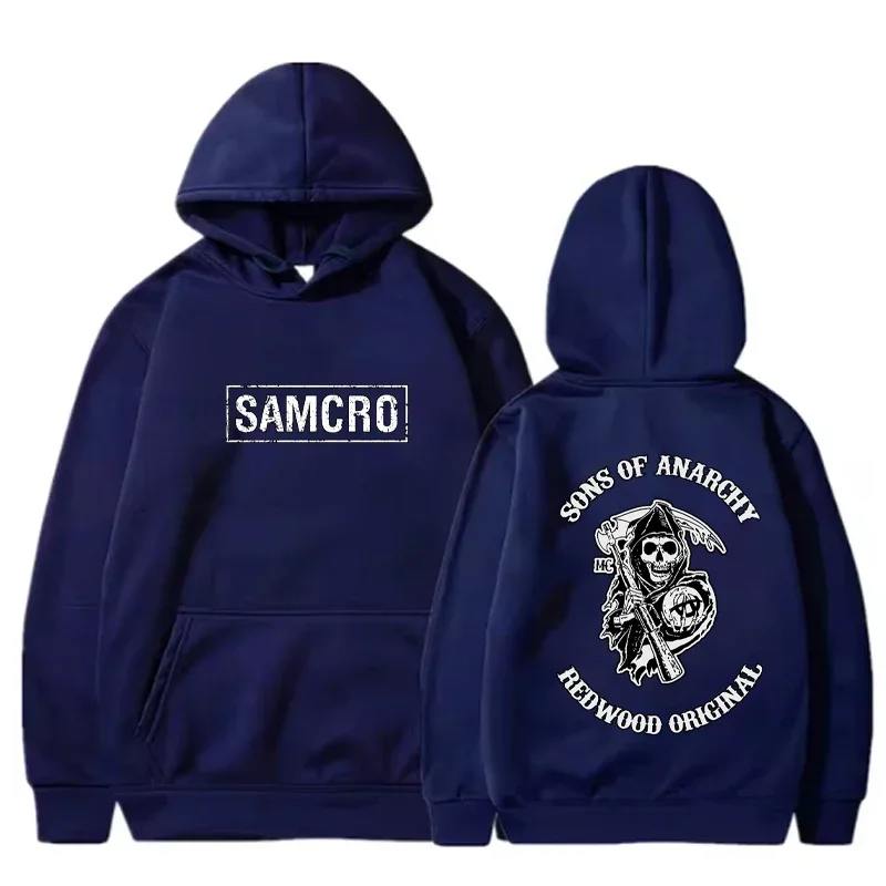 Anarchy SAMCRO Neutral Reversible Printed Hooded Sweatshirt Fashion Casual Autumn and Winter Men Women Warm Sweatshirt