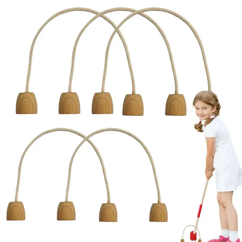 New Croquet Hoops And Wickets 5pcs Family Croquet Wickets Set 7.08x5.9in Cotton Rope Croquet Wickets Lawn Game For Family