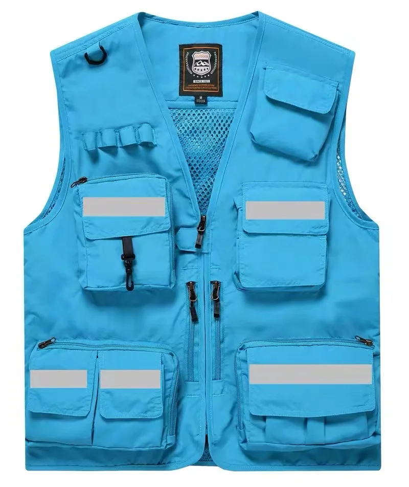 Nuovo gilet da uomo riflettente giacche gilet da uomo Multi tasca fotografia escursionismo gilet da pesca gilet da uomo senza maniche in rete