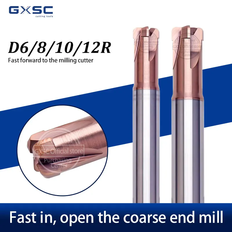 

D6/8/10/12R Machining Center End Mill D6R1.5H2.5-M9.5 CNC Lathe Quenching Fast Feed End Mill Remove The Black Skin Milling Knife