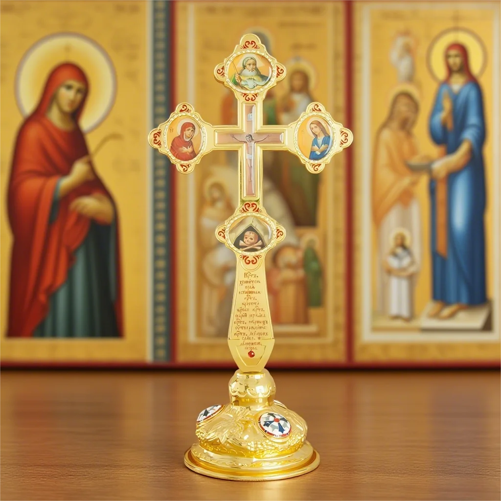 

Православный крест Иисуса, распятие, крест из золотого цинкового сплава, религиозные настольные украшения, церковные принадлежности