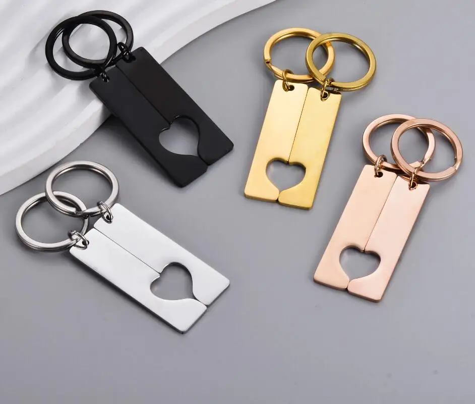 Blank Edelstahl Liebe Herz Bar Schlüsselbund für Männer Frauen ID Tag Schlüssel Kette Ring Mode Schmuck Paare Geschenk Dropshipping – Detail 1