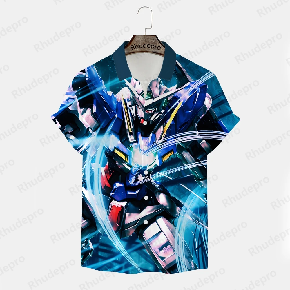 Camiseta extragrande Gundam masculina, camisa casual, camisas de manga curta, tops de alta qualidade, roupa de verão, novo modelo, 2024