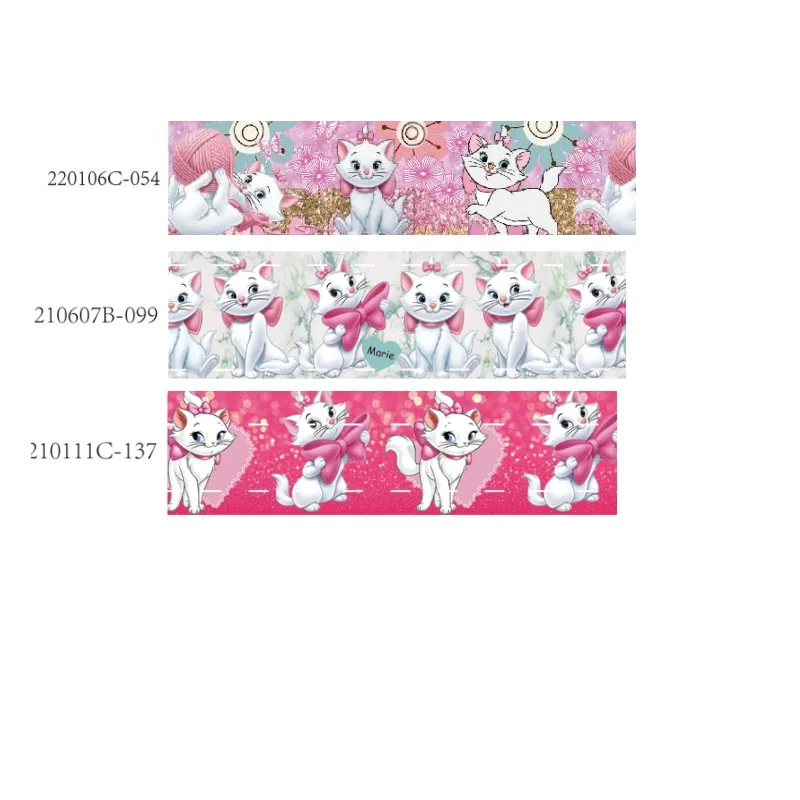 Disney marie kocour grosgrain stuha 22mm 25mm 38mm potištěné pro DIY 50yards luky řemeslo zásoby dekorace ruční materiálů