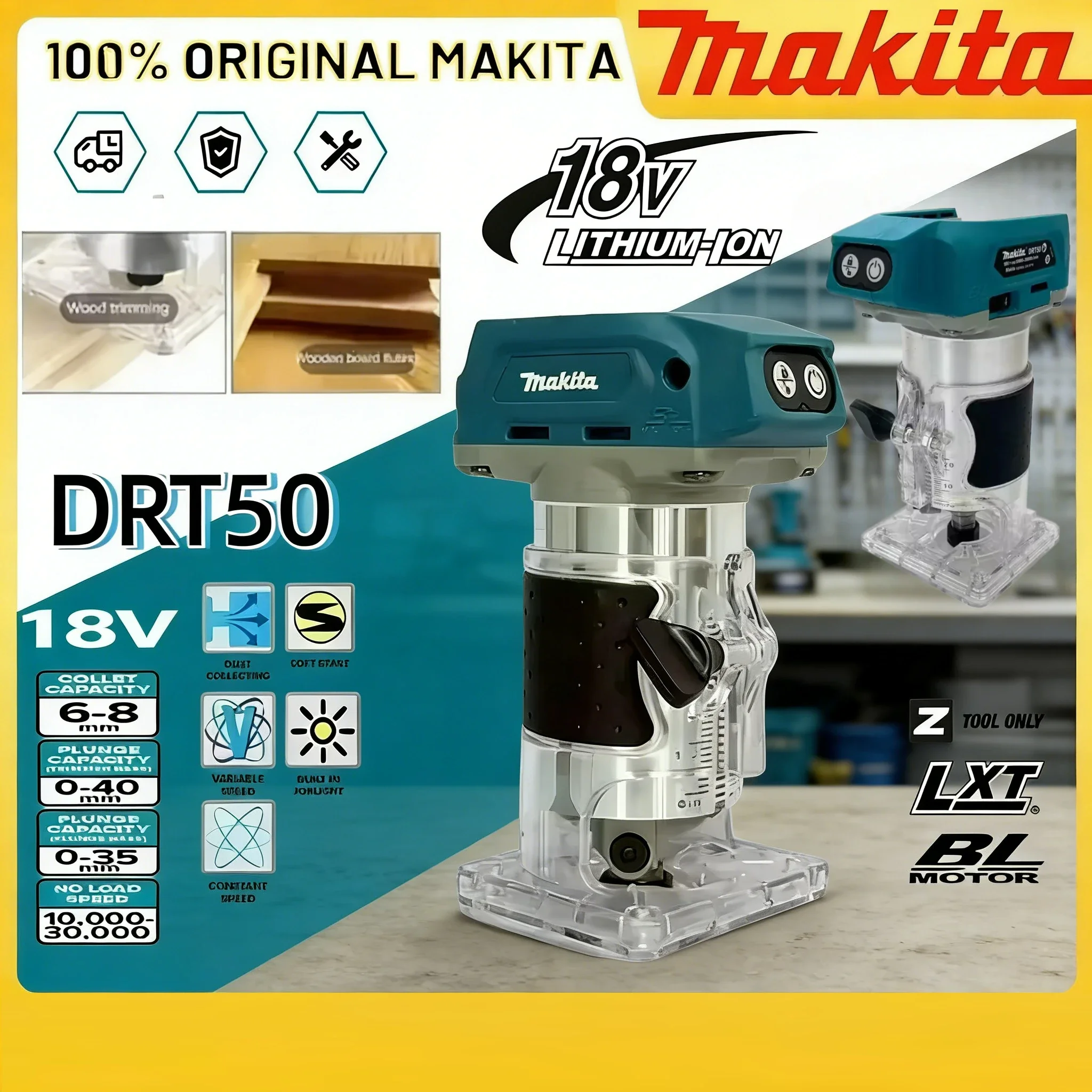 

Makita DRT50 Slotting Tool Cordless Trimmer Rechargeable Trimming Machine Milling Woodwork Engraving Machine Tool