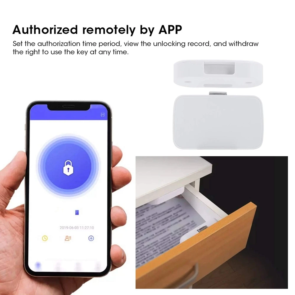 Imagem -03 - Tuya Smart Home Lock no Hole File Cabinet Gaveta de Móveis Fechadura Eletrônica sem Fio Tuya App Controle Keyless Fechaduras Invisíveis