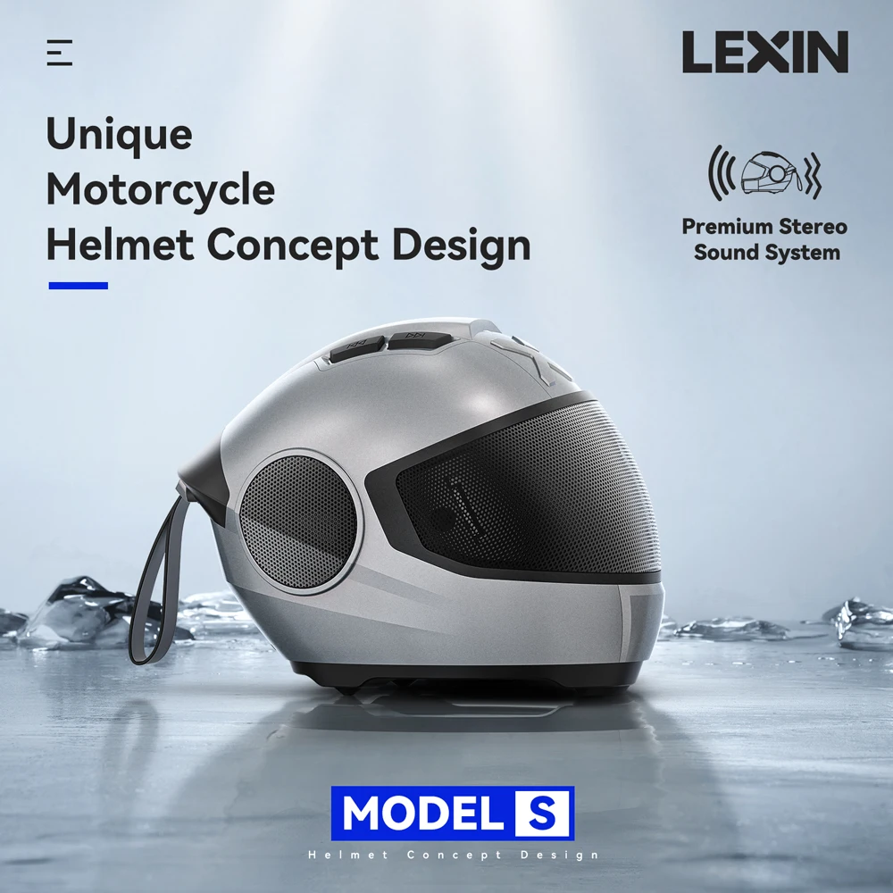 LEXIN Model-S Wireless Bluetooth Speaker,Helmet Style Portable Speaker,Powerful Loud Stereo Speakers, Deep Bass,IPX4 waterproof