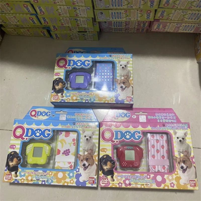 Bandai lingdong q cão tamagotchi relógio com banda eletrônico pet máquina jogo engraçado nostálgico brinquedo virtual para crianças presente de natal