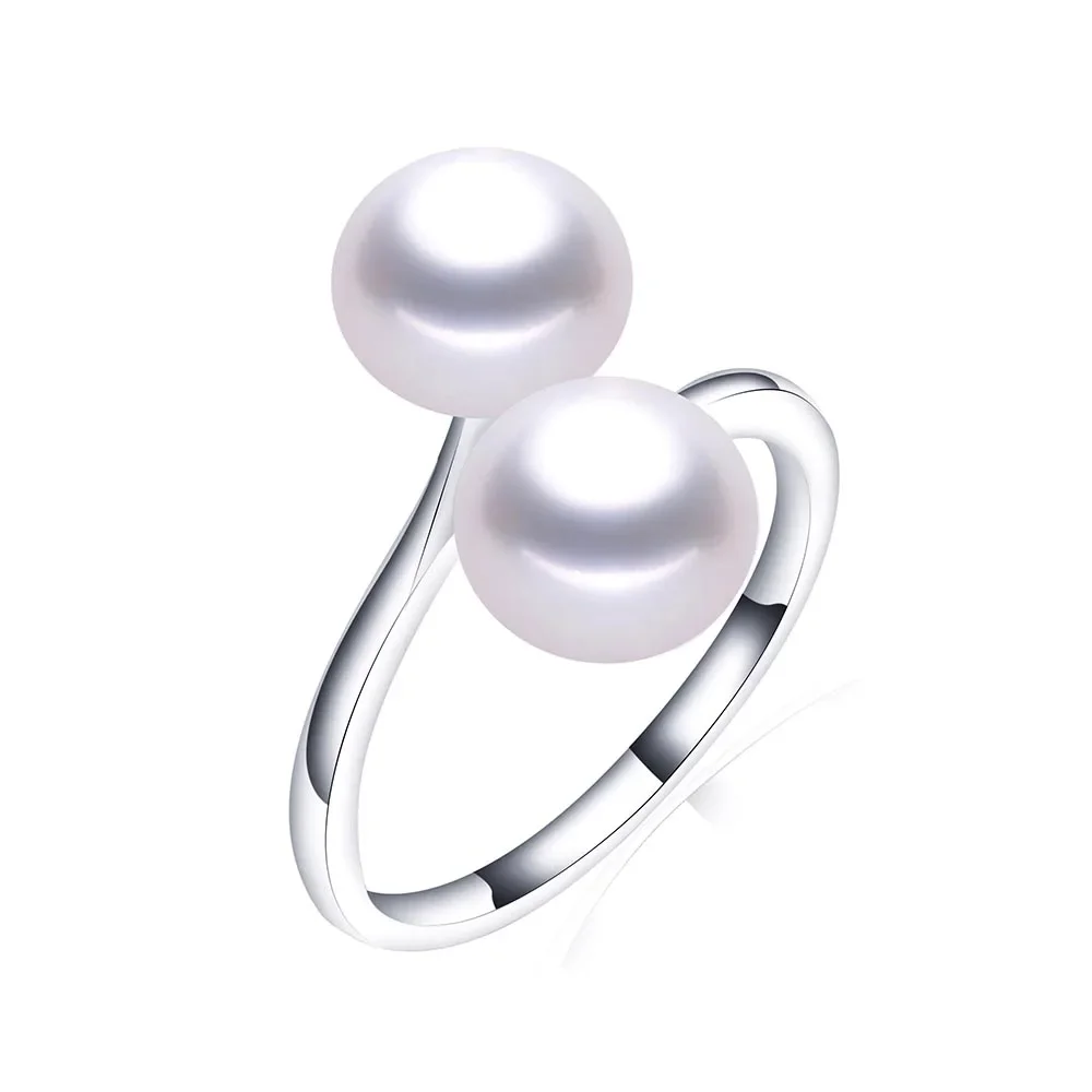 2026 New Arrival Black Natural Freshwater Pearl Ring Adjustable Fashion Novel Ring 925 Sterling Silver Jewelry For Women Gifts