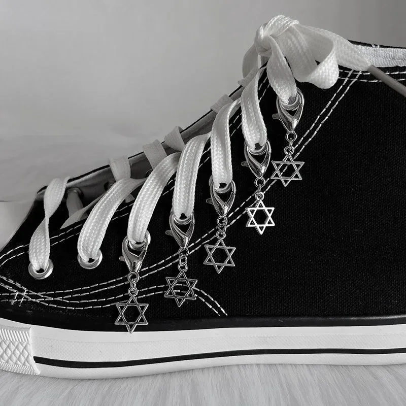 Detachable Silver Shoe Charms Metal Clip‑on Shoe‑lace Pendants Gothic Aesthetic Decoration Accessories for Women High‑top Canvas