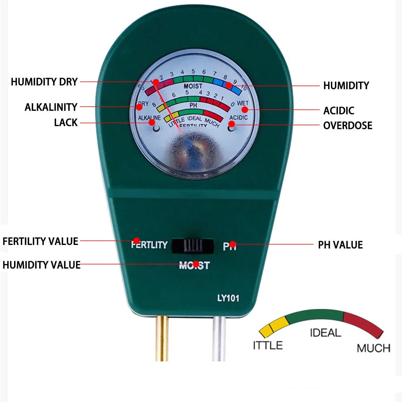 3 in 1 Soil Moisture Meter Plant Soil Water Moist PH Test Meter Test Kits Outdoor Indoor Hygrometer Garden Soil Fertility Meter