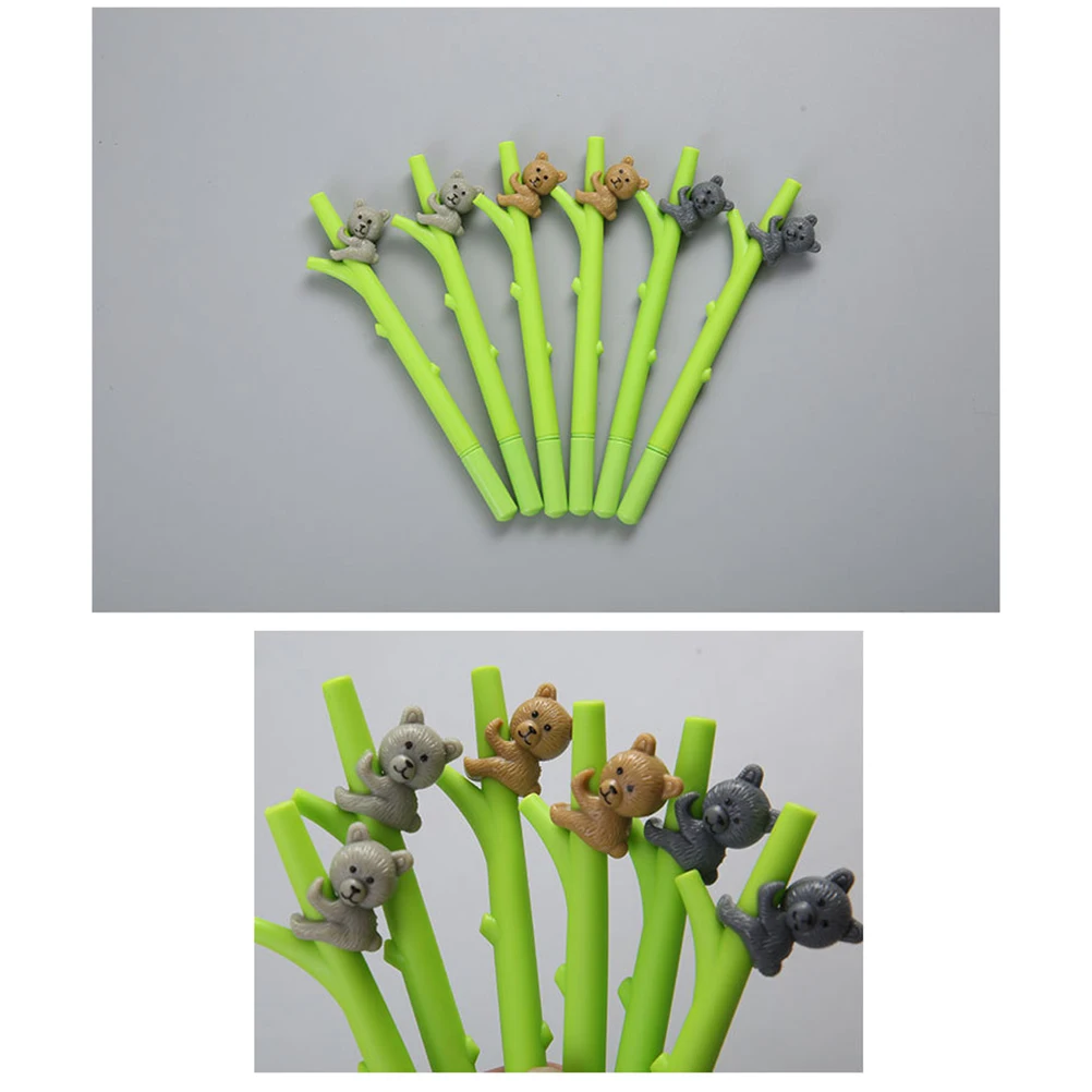 

12Pcs Tree Bag Bear Pen 0.5mm Black and Blue Ink Creative Design Premium Quality School Supplies Gel Ink Pen