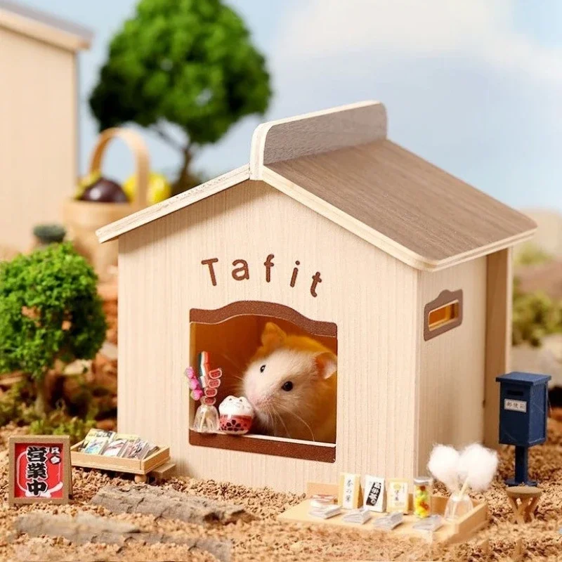Wooden Hamster Cage Small Bottomless Hamster Hideout House Waterproof Golden Hamsters Nest Small Animals Wood Hut Habitats