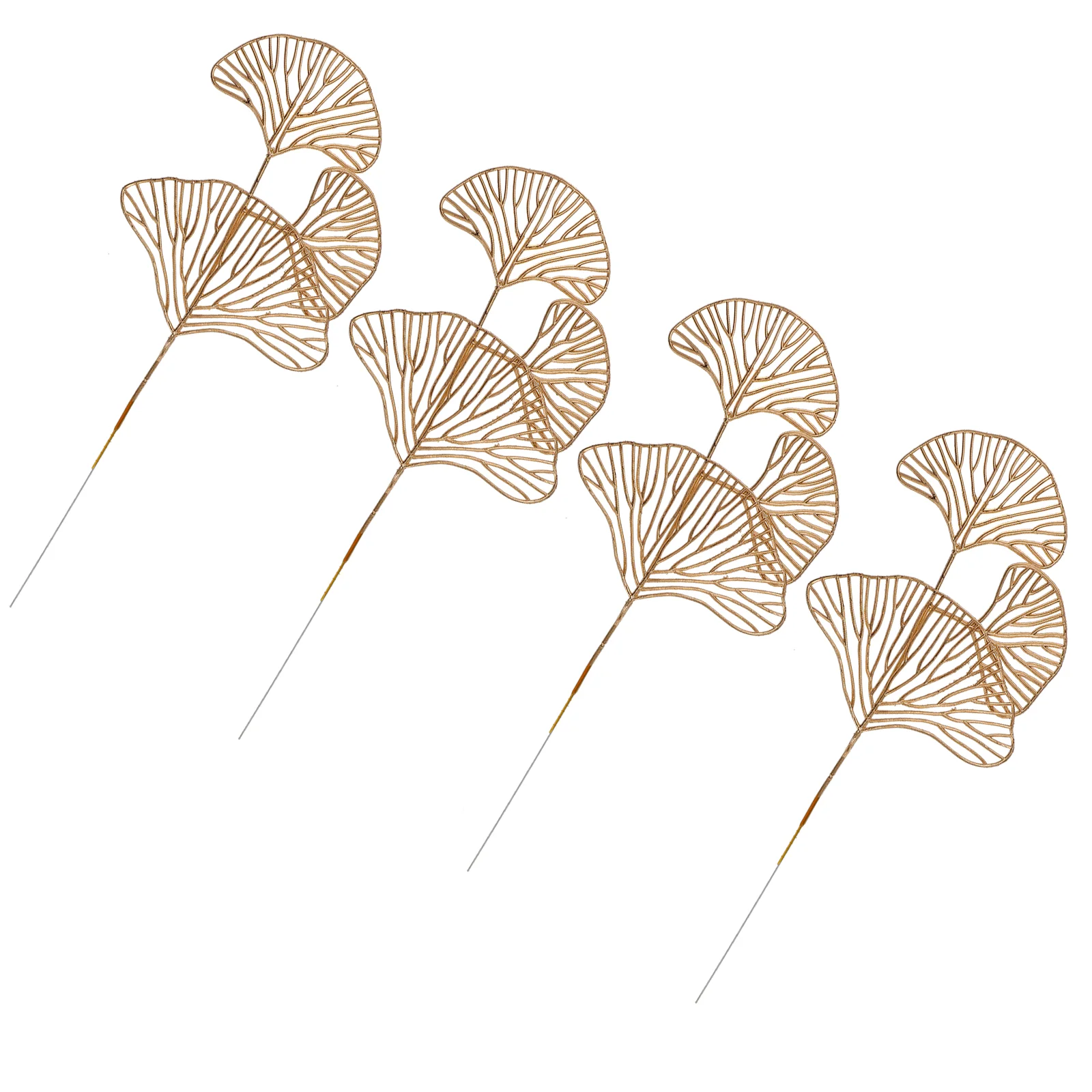 4 Pcs Hair Decorations Simulation Golden Fan Blade Leaf Dining Table Artificial Plants Plastic