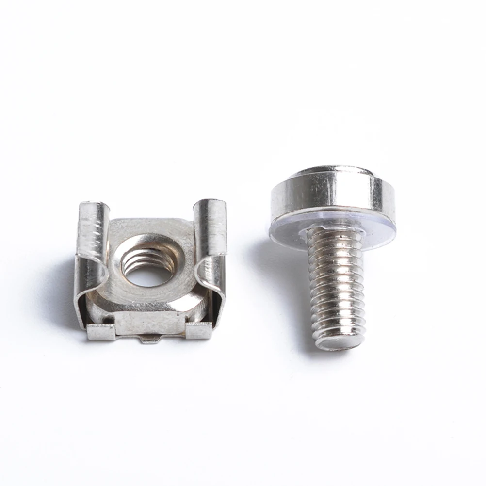 

2Set Cage Nut and M6x20 Mounting Screws Washers Square Hole Server Rack Cabinet Durable Iron Corrosion Resistant