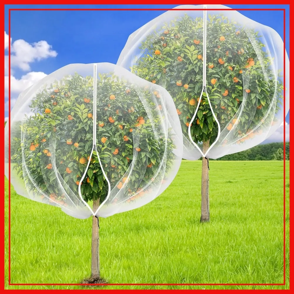 

2PCS Large 7.8x7.8ft Fruit Tree Netting Cover with Zipper and Drawstring, Garden Insect Netting Plant Cover, Bird Barrier for Deer Squirrel Bugs