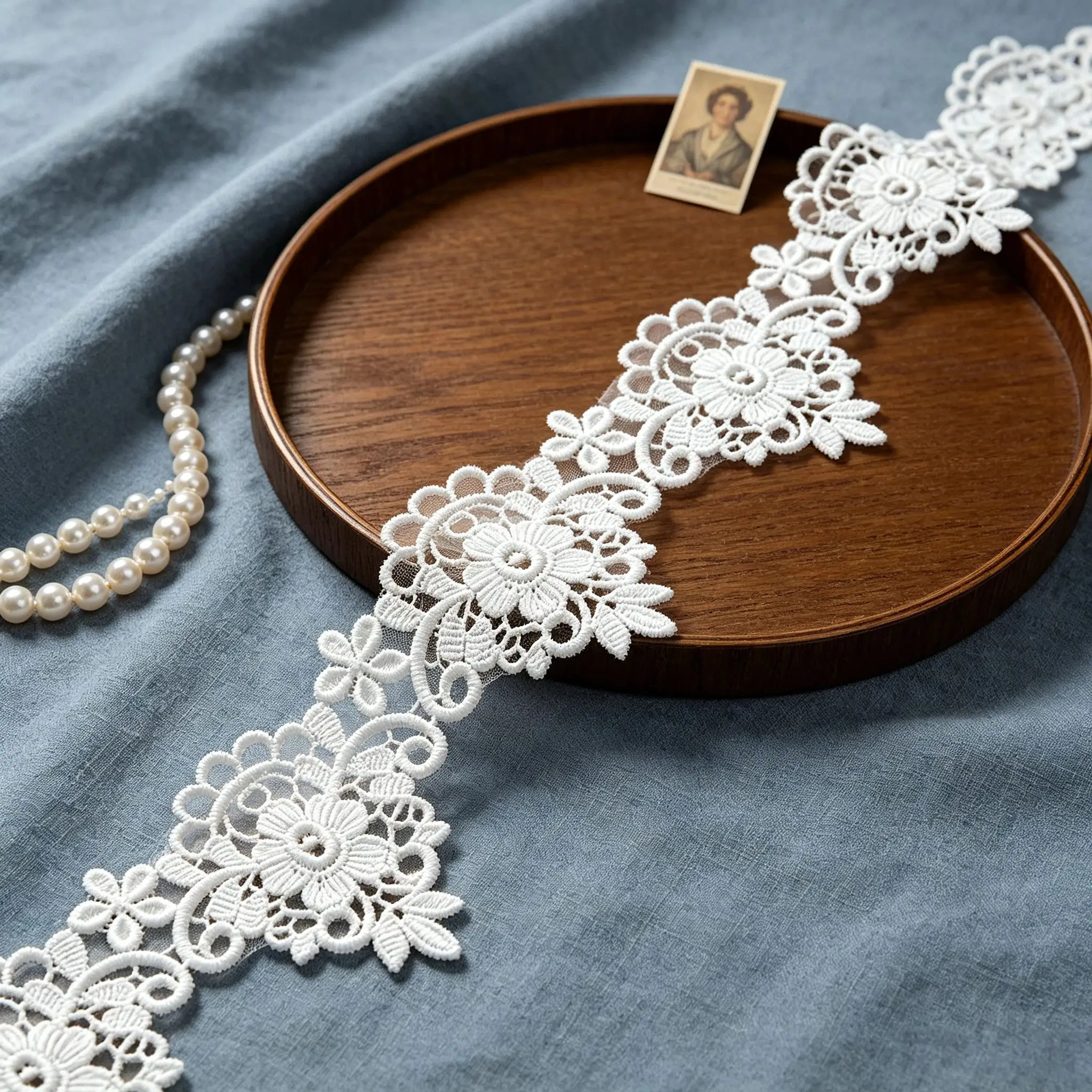 Retro embroidered lace ribbon, 1.97 inches wide, lace decorative craft, suitable for DIY embroidered bed skirt lace