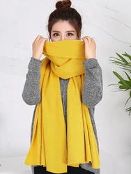 Gebreide 2023 Herfst Winter Vrouwen Mannen Effen Kleur Sjaal Imitatie Kasjmier Bandana Warme Vrouwelijke Hijab Sjaals Bufanda Wrap Sjaal