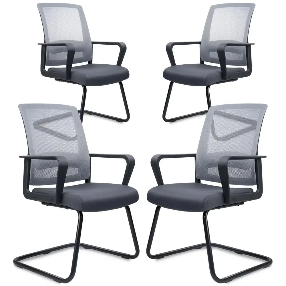 

Office Guest Chair with Lumbar Support and Mid Back Mesh Space Air Grid Series for Reception Conference Room Gray4 Pack