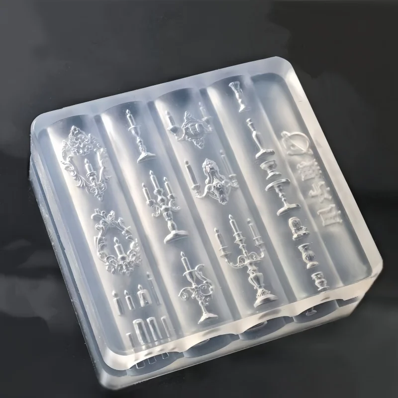 1 Stück Kerzenhalter aus europäischer Retro-Musterkollektion, 3D-Nagelkunst-Dekoration, transparente Nagelform zum Selbermachen