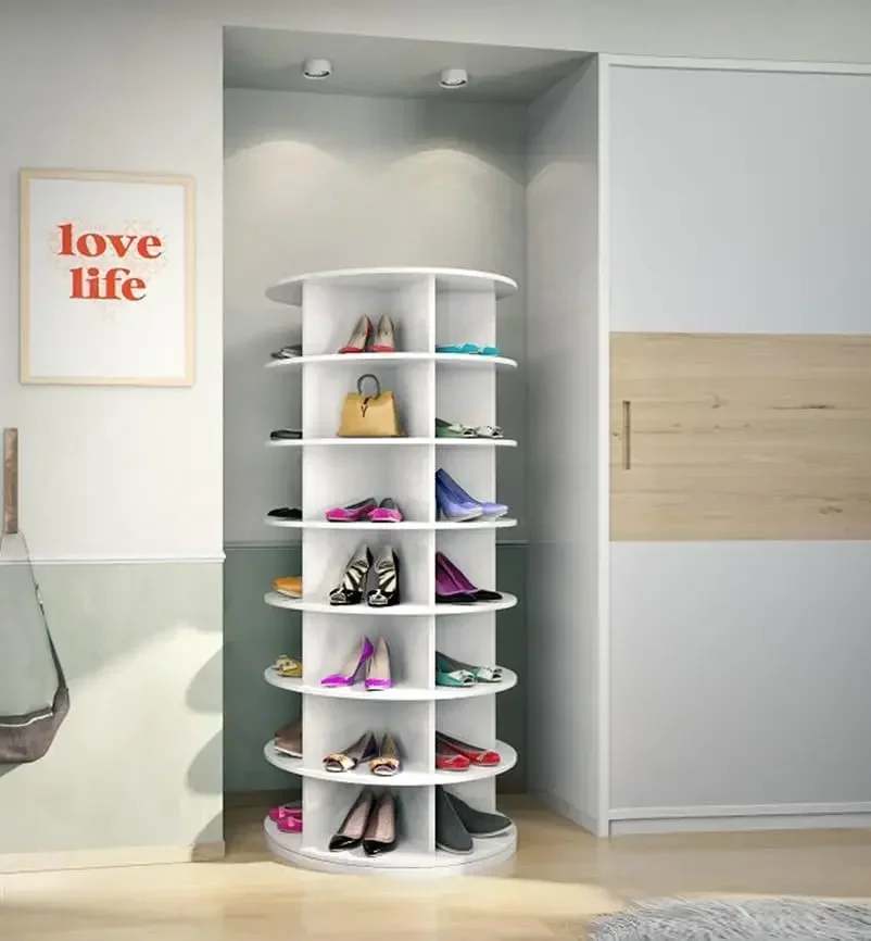 Original Rotating Shoe Rack Tower, original 7-tier hold over 35 pairs of shoes, Spinning Shoe Display Lazy Susan, Revolving 360