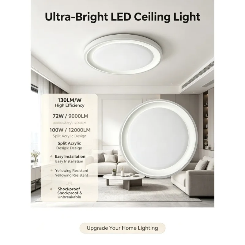 Modern Led Ceiling Light Round Fixture With Frosted Diffuser And Sleek Rim For Living Room Bedroom Minimalist Home Lighting