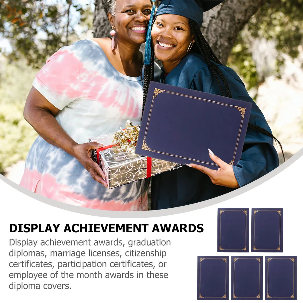

5 шт. бумажные обложки для сертификата, складные держатели для дипломов, защитные пленки для документов для дисплея нагородов сертификатов
