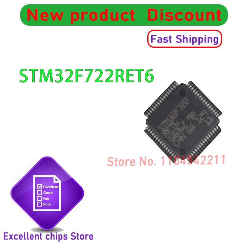 1 قطعة ~ 50 قطعة/الوحدة STM32F722RET6 STM32F722RE STM32F722 QFP جديد الأصلي