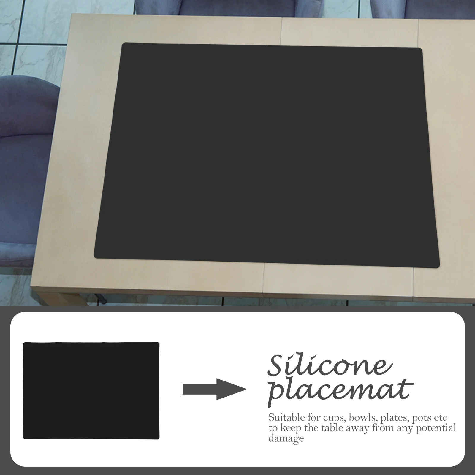

Silicone Table Mat Kitchen Insulation Mats Black Heat Resistant Scratch Proof Stain Protection Reusable Foldable for Home