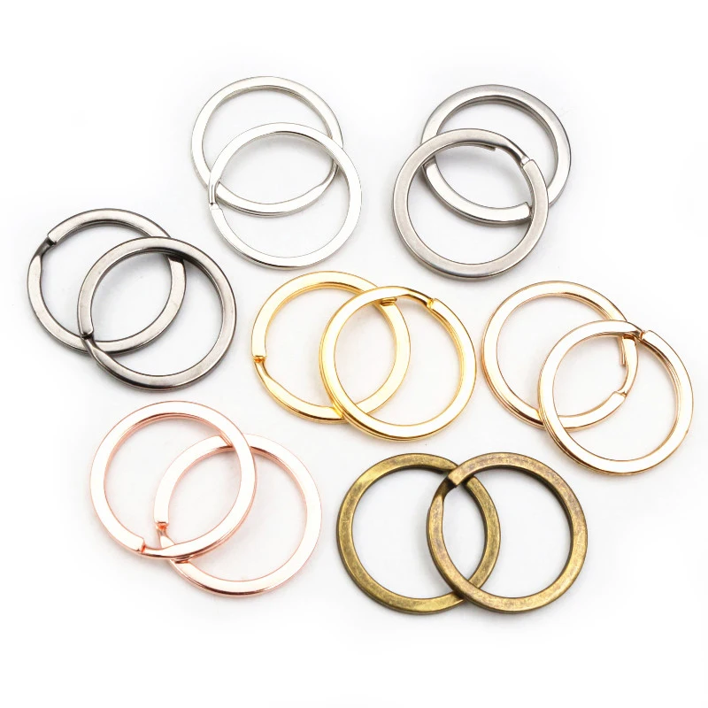 25mm 20pcs/lot Key Ring Key Chain Rhodium Bronze Gold  Silver 9 Colors Plated Loop Ring Keychain Keyrings Wholesale