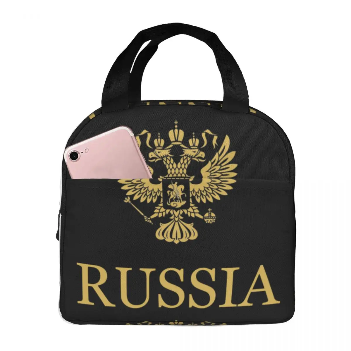 Russia Coat Of Arms Eagle Insulated Lunch Tote Bag for Women Portable Thermal Cooler Bento Box Work School Travel