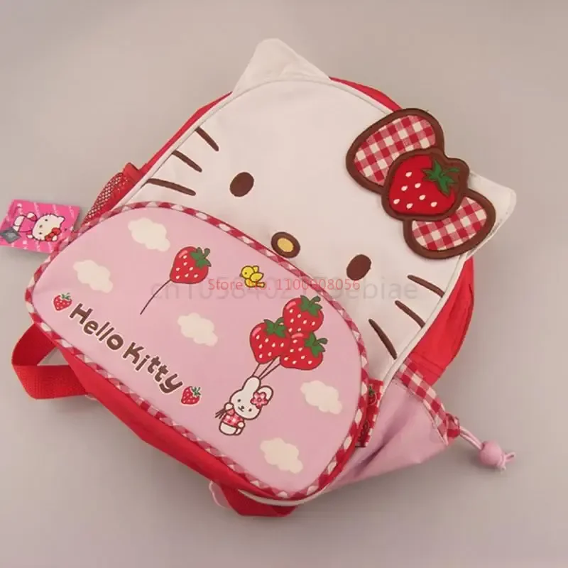 Sanrio Hello Kitty Cute Cartoon przedszkole tornister truskawkowa kokardka plecak zagęszczony materiał Oxford dziewczyna plecak Kawaii prezent