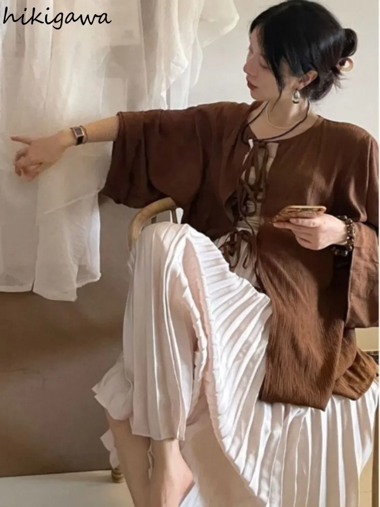 Oversized Blouses Women Clothing Vintage Bandage Shirts 2023 Blusas Mujer De Moda Fashion Casual Summer Blouse Tops Female