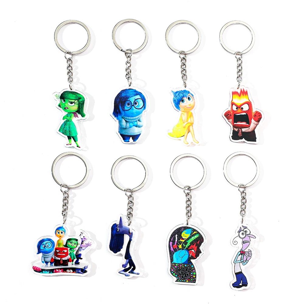 Inside Out Movie Cartoon Figure Joy Sadness Anger Disgust Fear Fashion Pendan Tacrylic Keychain Accessories Gift