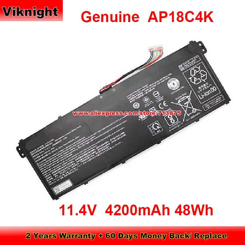 Genuine AP18C4K Battery AP18C8K for Acer Aspire 5 A515-54G-75W2 A514-52-37xq A515-54-51DJ n18q13 n19w2 TMB118 11.4V 4200mAh 48Wh