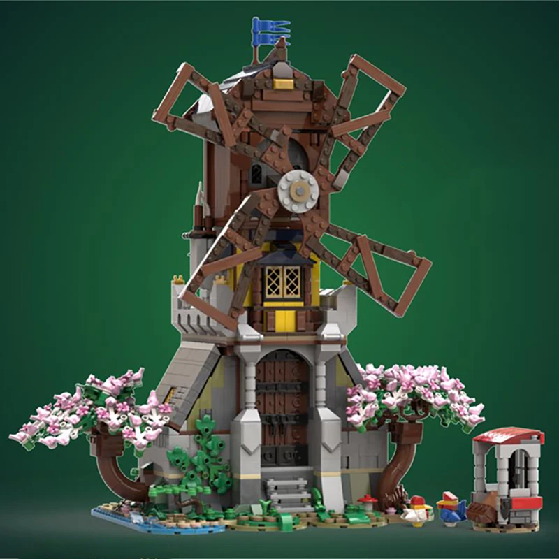 

1829PCS NEW Medieval Forest Windmill MOC Creative Architecture Castle Building Blocks DIY Bricks Assembly Model Toy Gift