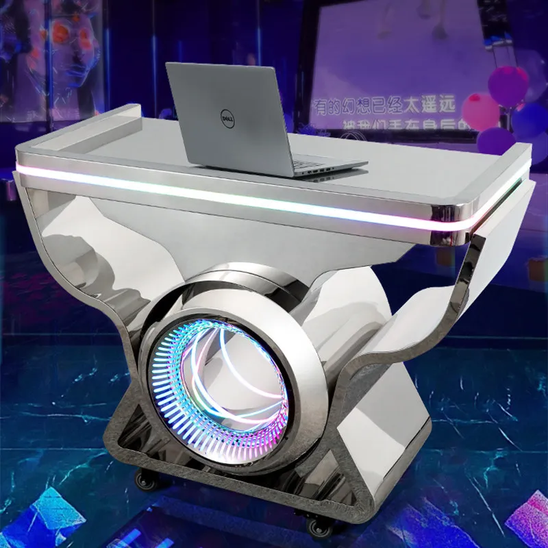 DJ Booth, LED Light DJ Table, Sound Mixing Station, Party KTV Nightclub Disco Equipment,Stand for Bars and Clubs