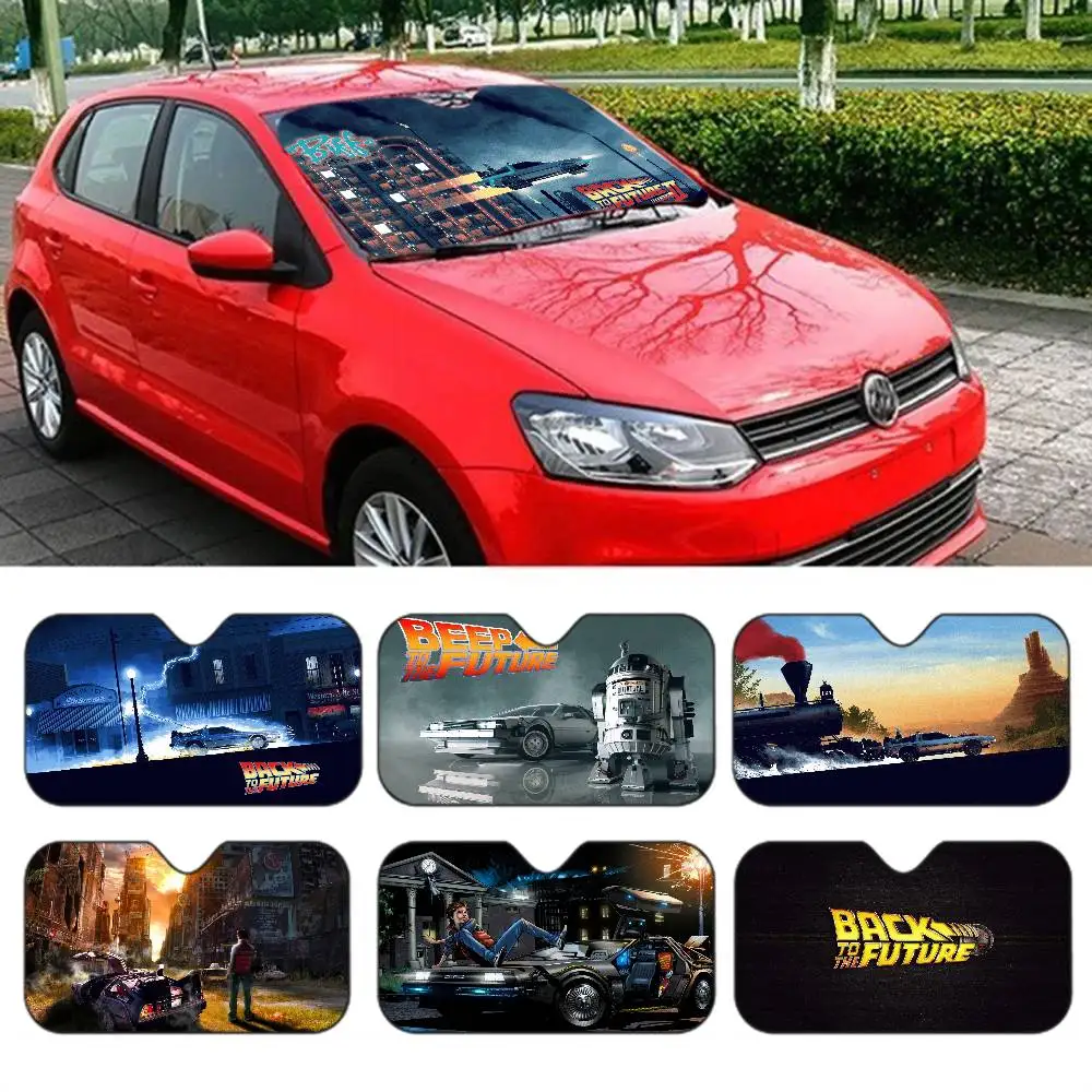Classic Movies Back To The Future Novelty Car Front Windshield Sunshade 70x130cm Cartoon Foils Car Window Windscreen Cover