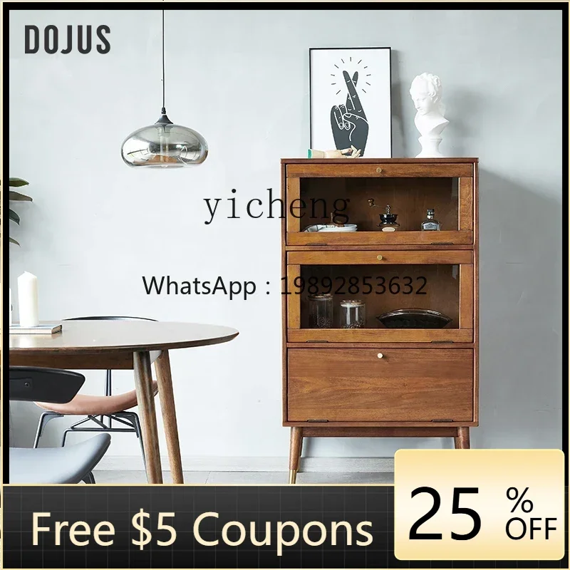 

Tqh Solid Wood Sideboard Nordic Living Room Wine Cabinet Modern Simple Home Tea Cabinet