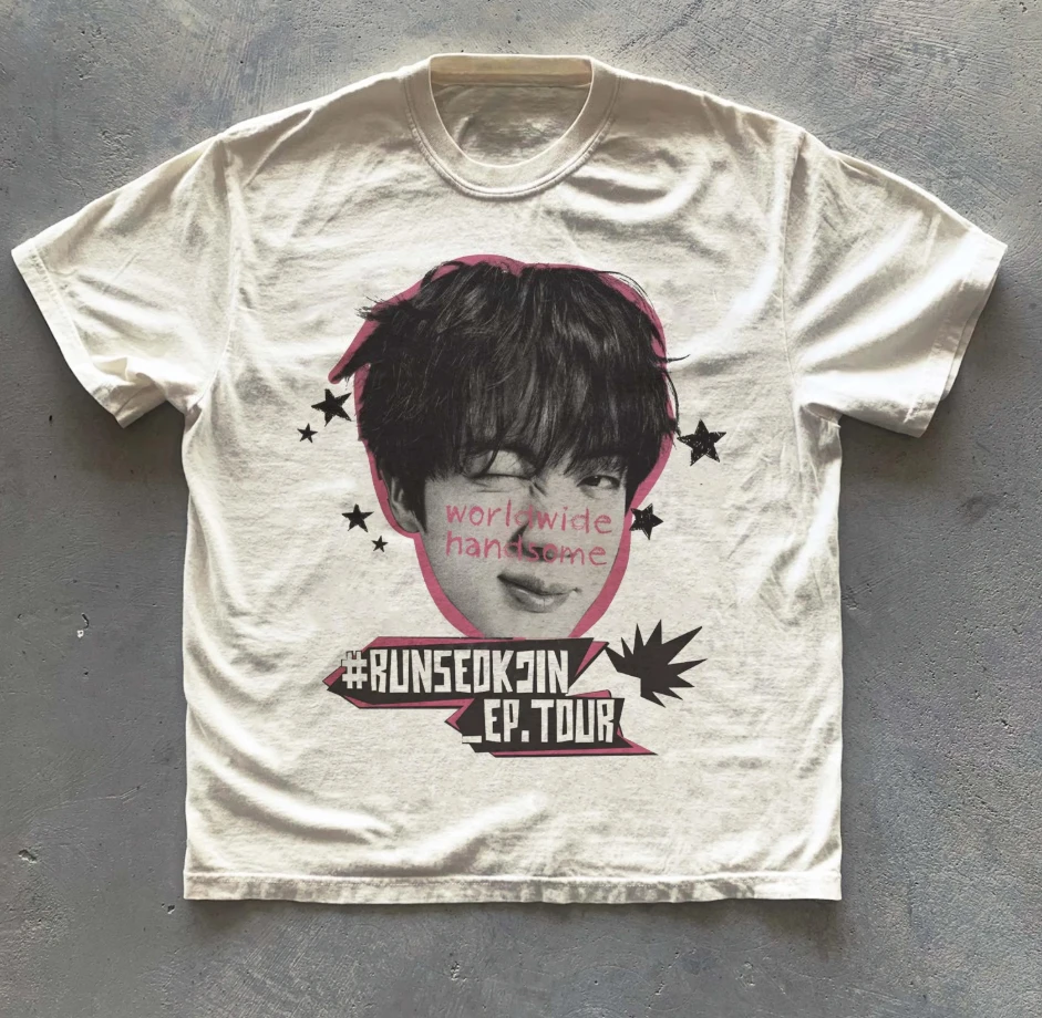 Camiseta Vintage Run Seokjin Ep Tour 2025, Camiseta Jin Tour 2025, Camiseta Holgada y Transpirable para Hombre y Mujer