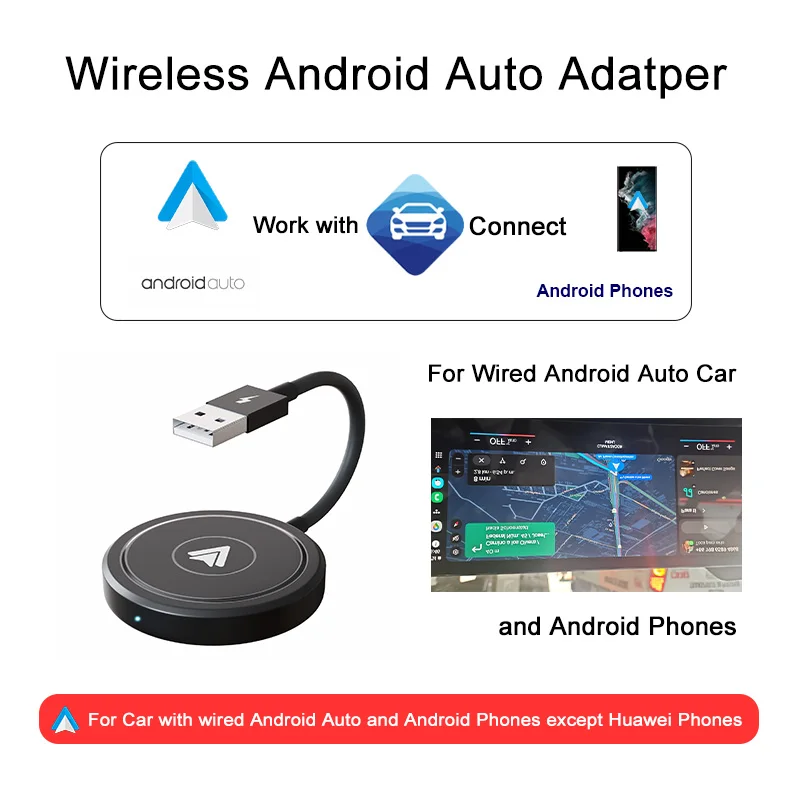 Wireless Android Auto Adapter for Wired Android Auto Car and Android Phone, Automatically Convert Wired Android Auto to Wireless