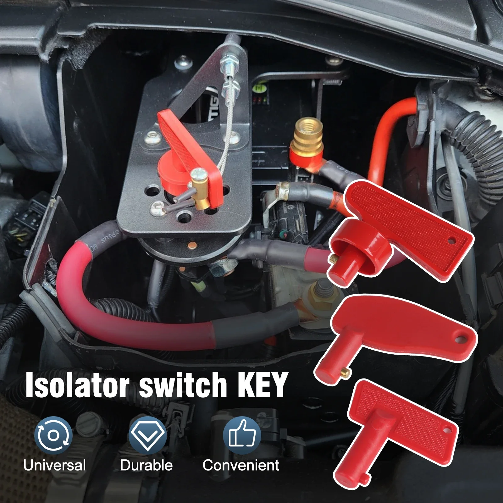 Red Battery Power Disconnect Isolator Circuit Breaker Switch Key Kill Cut-off Switch Key Rotary Switch Key For Truck Car Boat