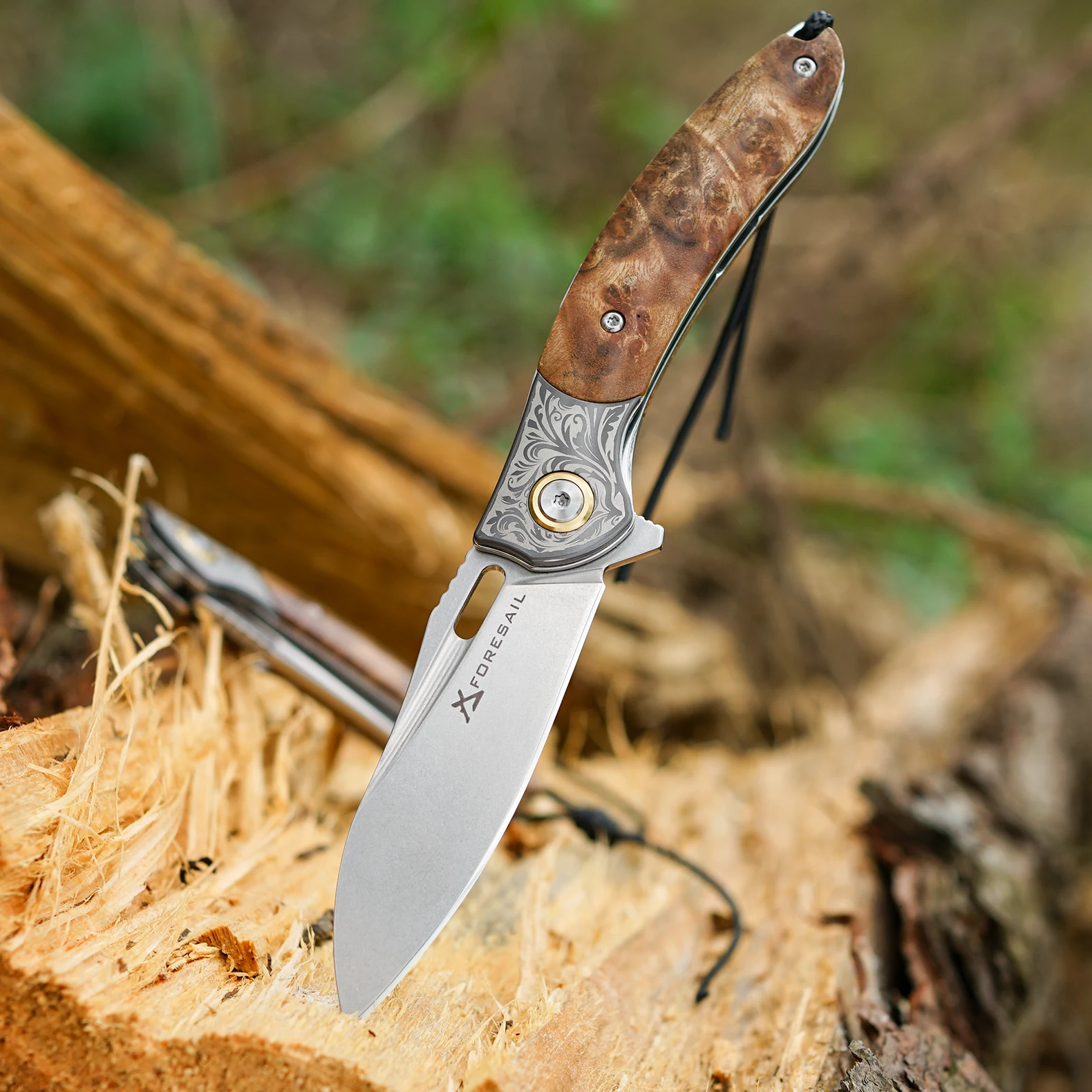 High Quality M390 Steel Folding Pocket Knife,Maple Wood Handle,with Pocket Clip and Cowhide Sheath,OutdoorHikingTravel KnifeTOOL